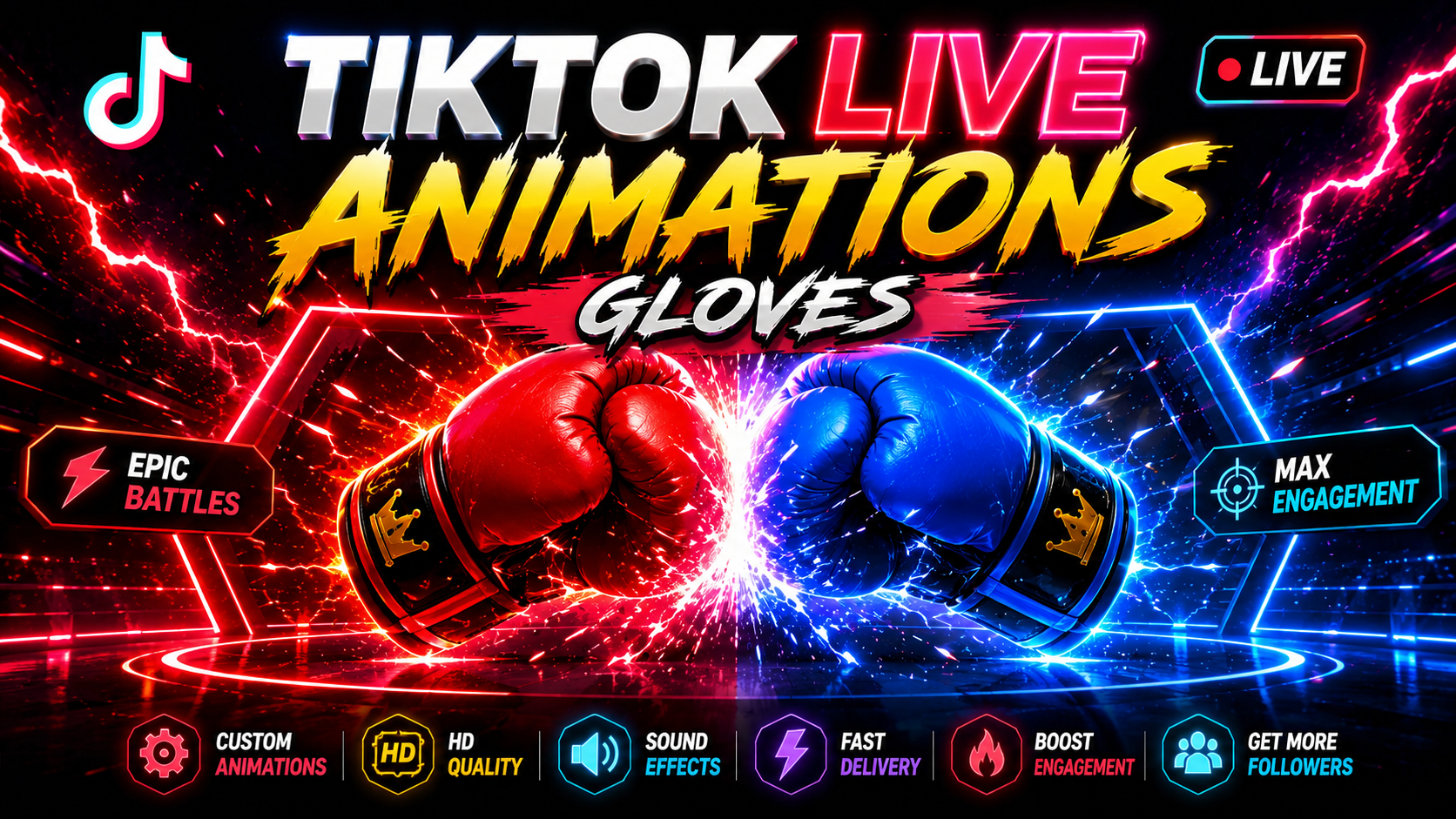 TikTok Live Gloves Battle Animation Overlay, HD Stream Effect (Digital Download)