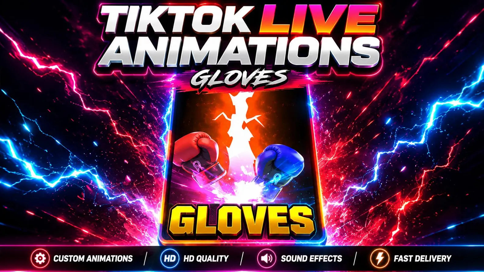 TikTok Live Gloves Battle Animation Overlay, HD Stream Effect (Digital Download)