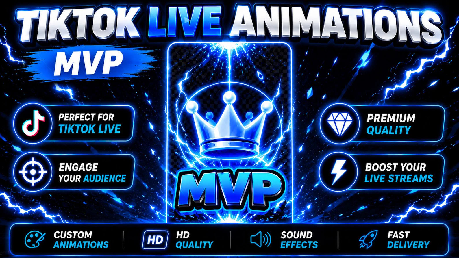 TikTok Live Blue Battle Animations Pack | Snipe Gloves Tap Tap | Stream Effects WebM Overlay