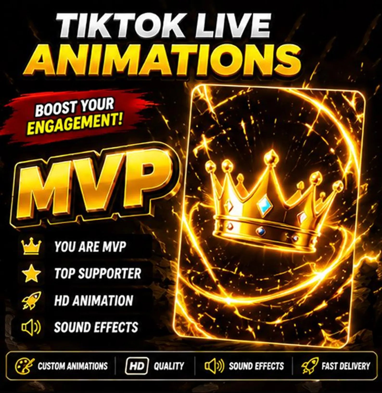 TikTok Live MVP Crown Animation, Stream Overlay Effect (Digital Download)
