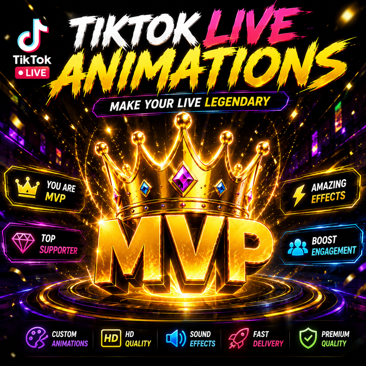 TikTok Live MVP Crown Animation, Stream Overlay Effect (Digital Download)