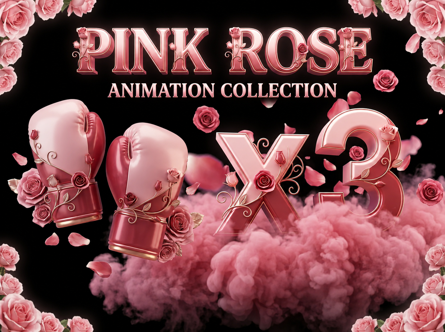 Pink Rose Animation Pack | TikTok Live Stream Effects (Digital Download)