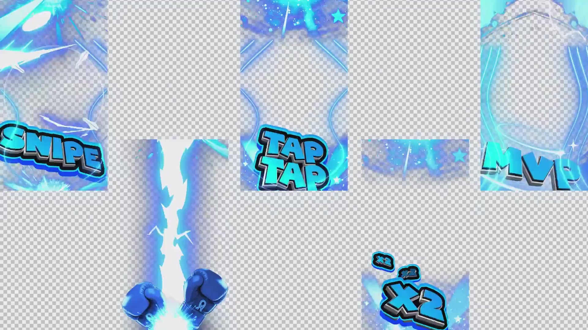 TikTok Live Blue Battle Animations Pack | Snipe Gloves Tap Tap | Stream Effects WebM Overlay