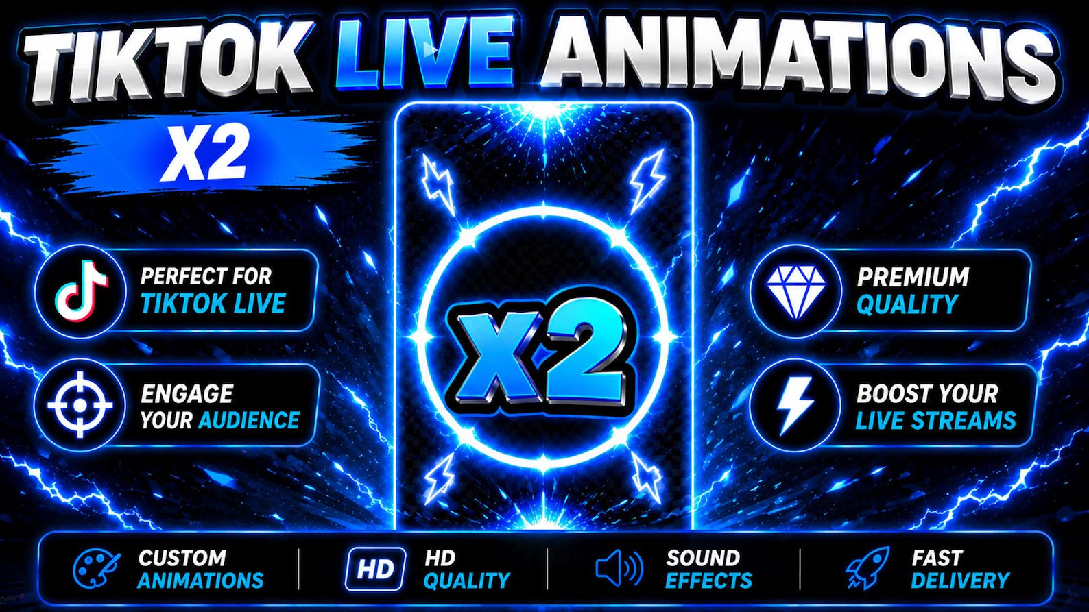 TikTok Live Blue Battle Animations Pack | Snipe Gloves Tap Tap | Stream Effects WebM Overlay